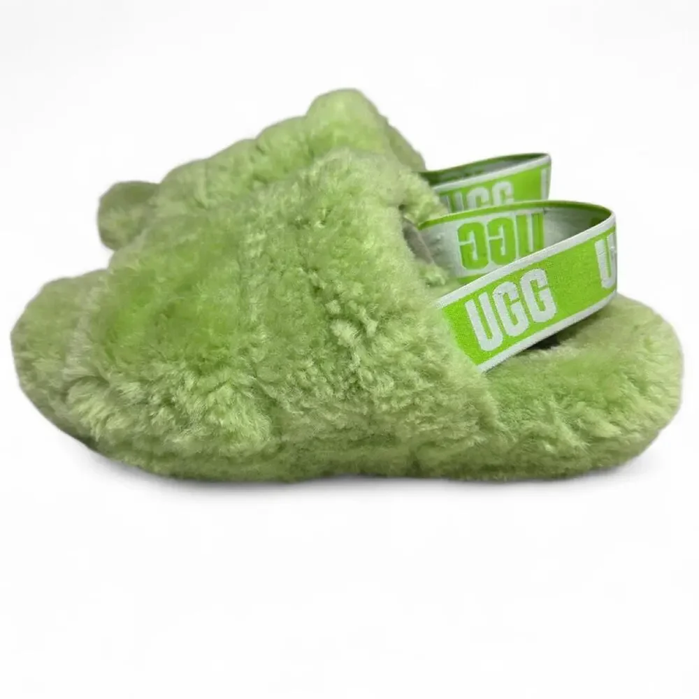 Green ugg fluff yeah slippers